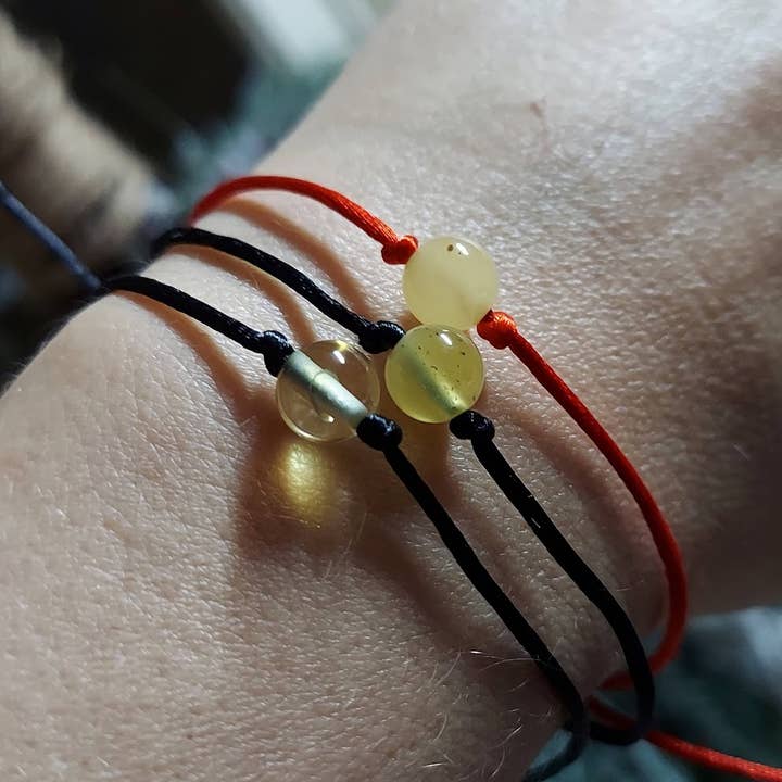 Amber Auksas - Wholesale Woven/Braided Bracelet - Genuine Baltic Amber Single Bead Adjustable Bracelet 0