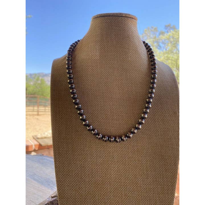 Nizhonitradersllc - Wholesale Beaded/Pearl Necklace - 8mm Sterling Silver Navajo Pearl Style Beaded Necklace
