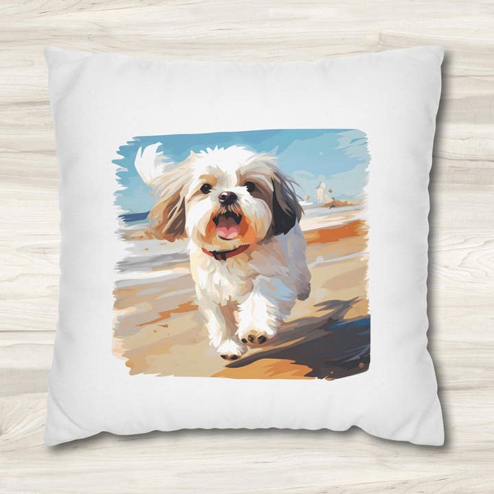 Coussin double face pour chien Shih Tzu Profile Pillow pour la vente par Seaside Serenity