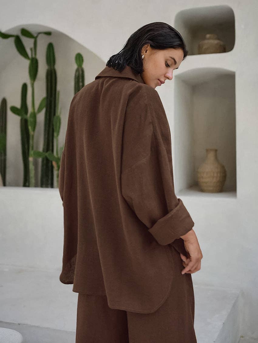 Marayn - Wholesale Lounge Set - Women's - Boho Chic Autumn Set Linen Blend Lounge Style38