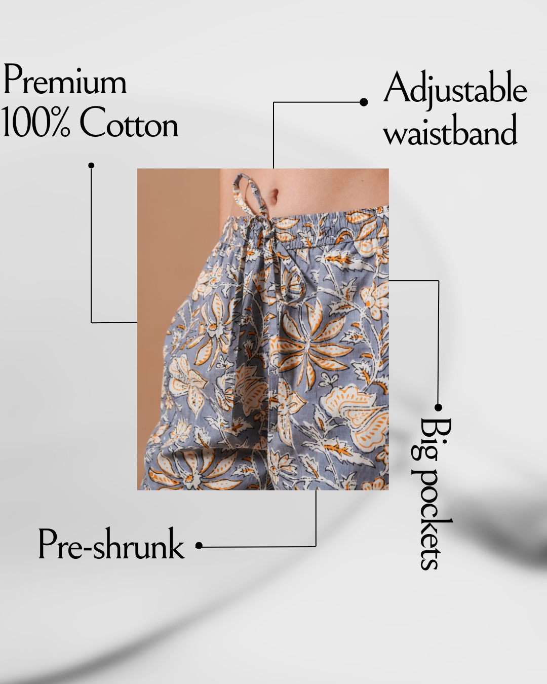 Zillajee - Wholesale Sleepwear Bottom - Women's - Cotton Pajama Pants Women - Charcoal Blooms6