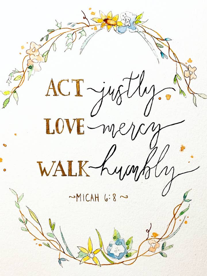 “Micah 6:8” Original Watercolor Print for wholesale by The Painted Katie