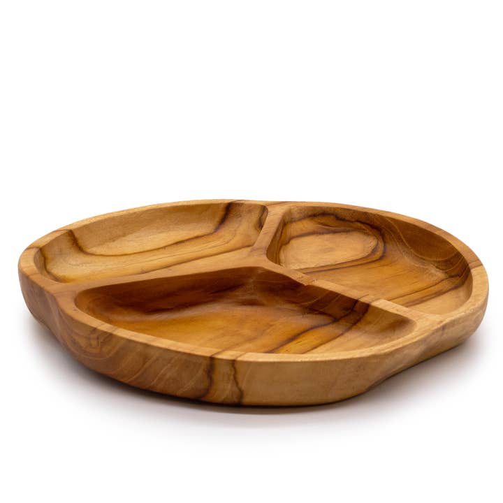 Smooth Teak Wood Bowl in Three Sections - 30x4cm for wholesale by AW Artisan