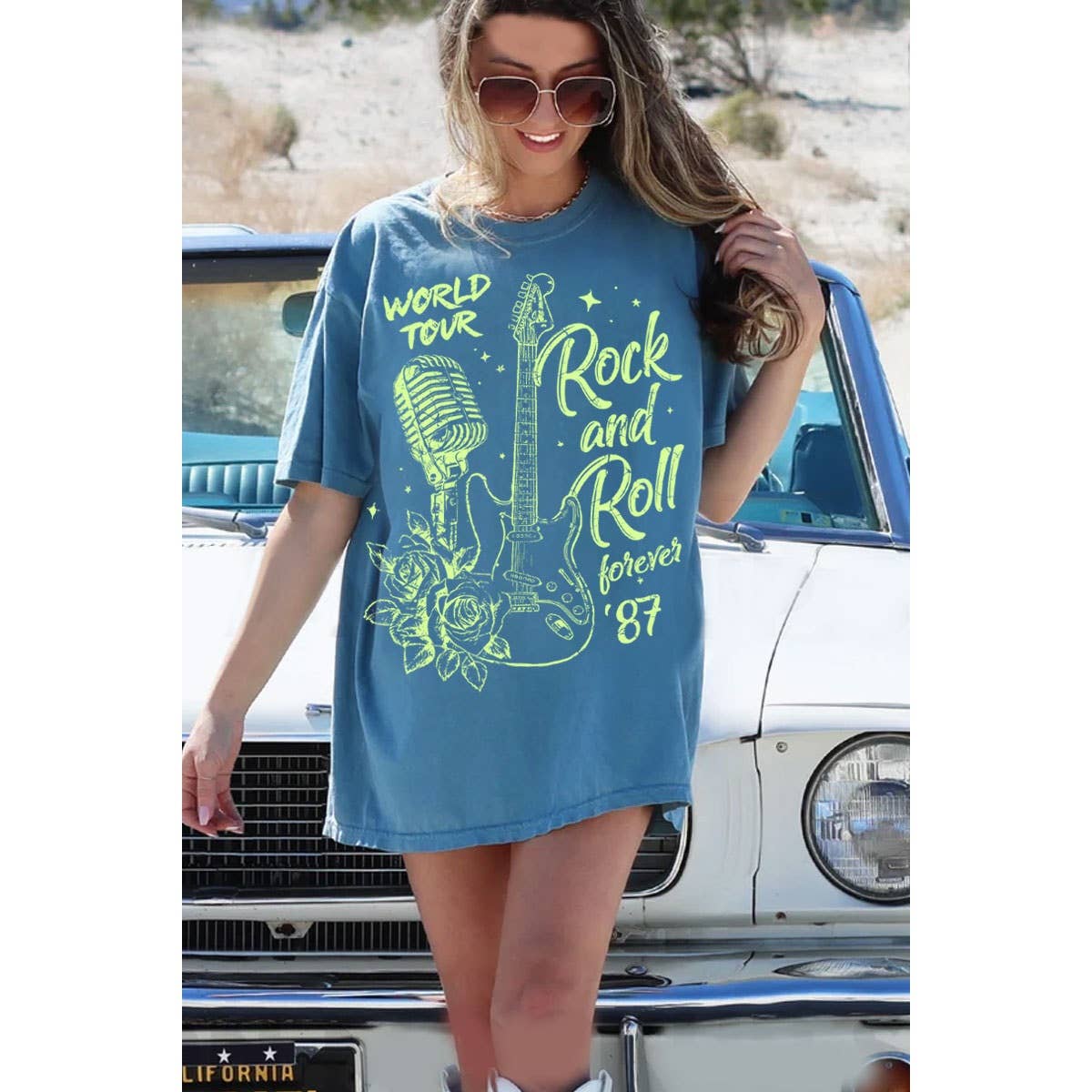 HRTandLUV - Vente Tunique – femme - T-SHIRT À IMPRIMÉ MINÉRAL SURDIMENSIONNÉ ROCK N ROLL FOREVER3