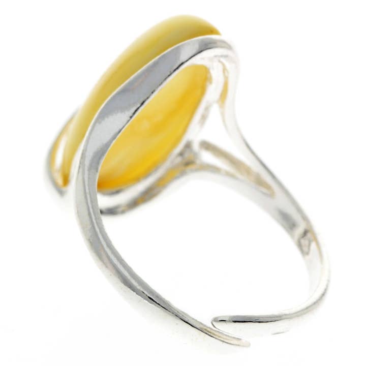 SilverAmber Jewellery - Wholesale Cocktail/Statement Ring - 925 Sterling Silver & Genuine Baltic Amber Adjustable Ring GL423A10