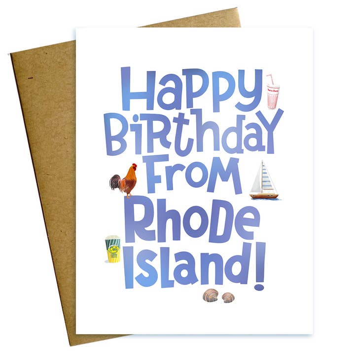Happy Birthday from Rhode Island Birthday Card for wholesale by Maggie Moore Studio