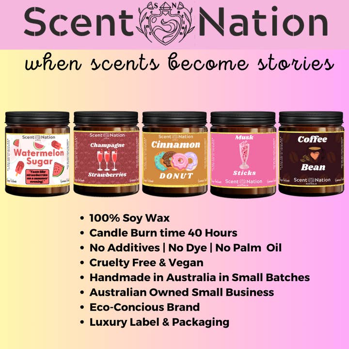 Scent Nation Australia - Wholesale Jar/filled candle - Cinnamon Donut Scented Soy Candle6