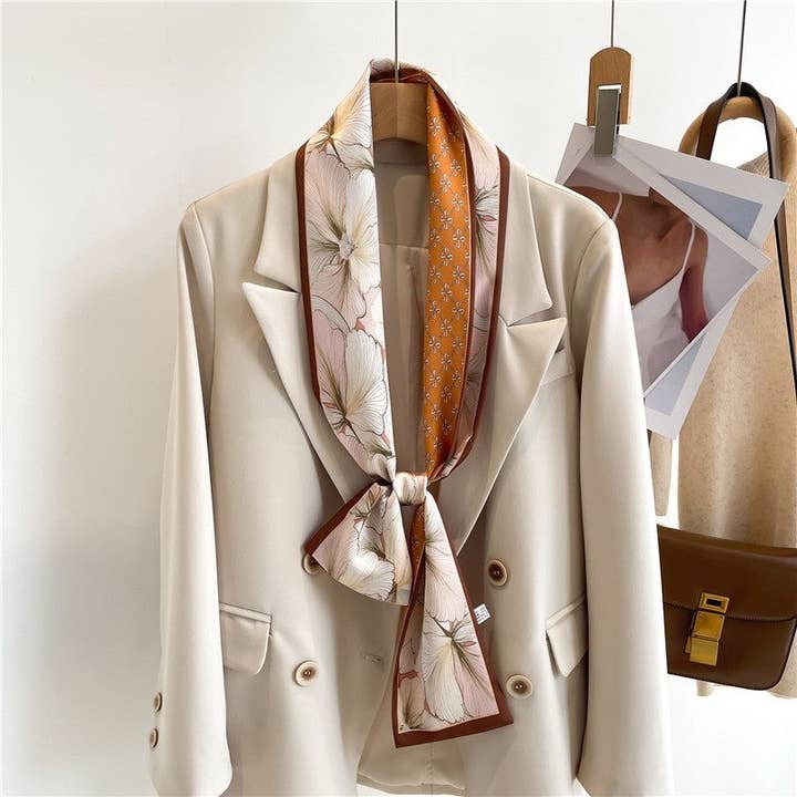 Ekartini - Wholesale Scarf - Women's - Long Thin Printed Silk Scarf5