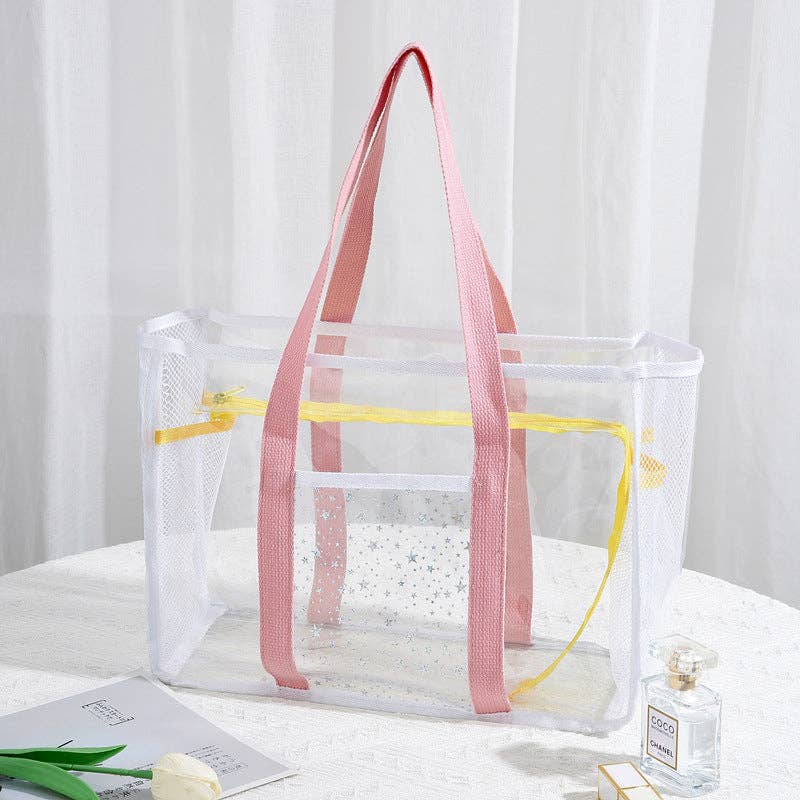 Dipped Shop - Vente Tote bag – femme - Grand sac fourre-tout zippé en PVC transparent multicolore avec grande capacité DPB17018