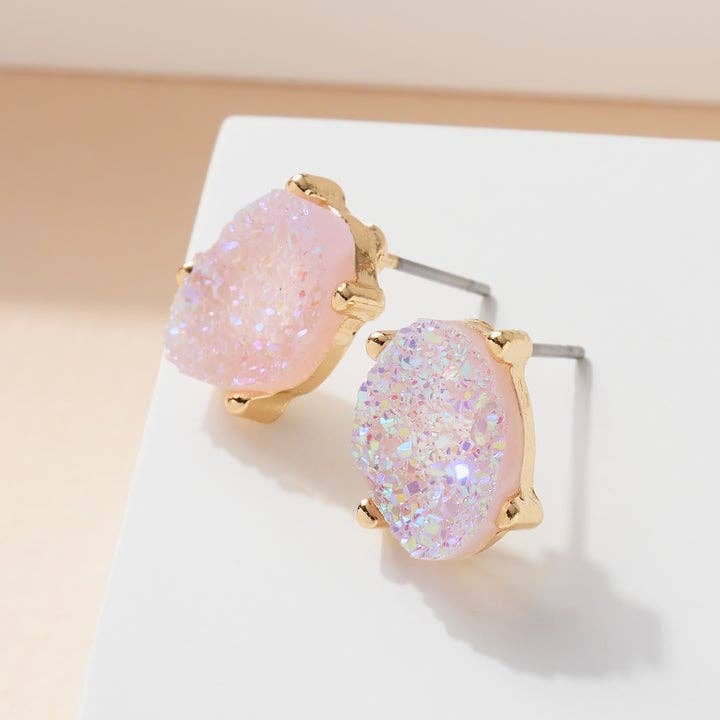 StarryNYC - Wholesale Stud/Post Earrings - Druzy Sparkly Stone Crystals Stud Earrings11