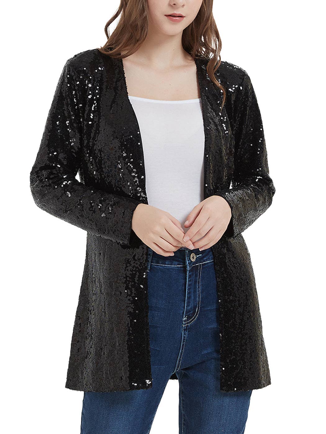 Anna Kaci Wholesale – wholesale Jacket – Women's – Women's Sequin Jacket Open Front Coat Blazer Party Cocktail10