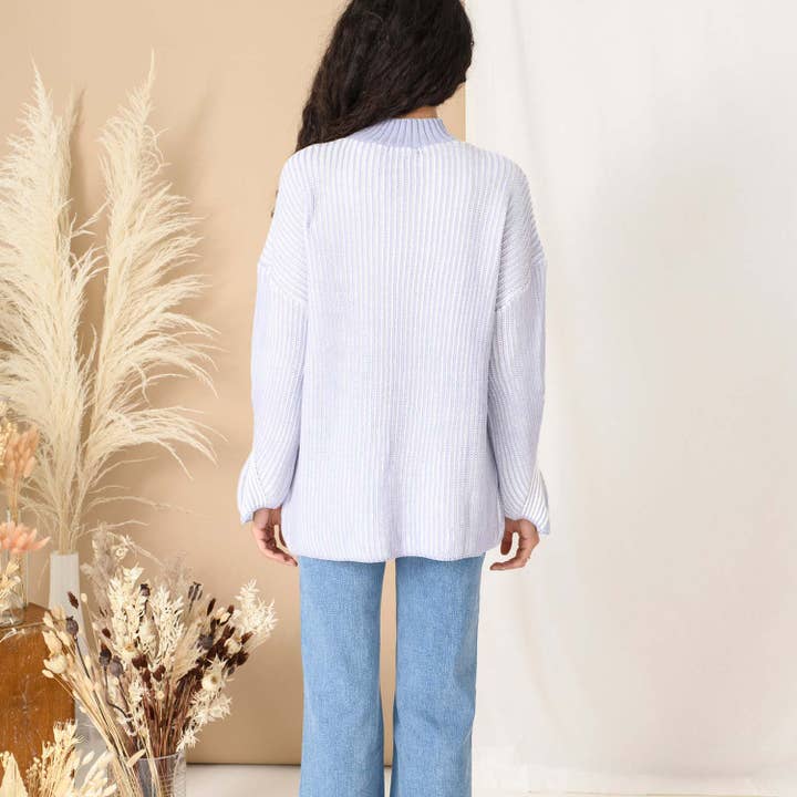 Rosa High Neck Knit Jumper - Pale Blue for wholesale on Faire5