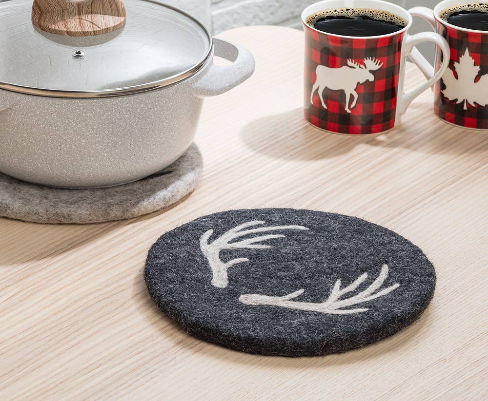 Abbott - Wholesale Trivet - Stag Horn Trivet-Charcoal-8"D1