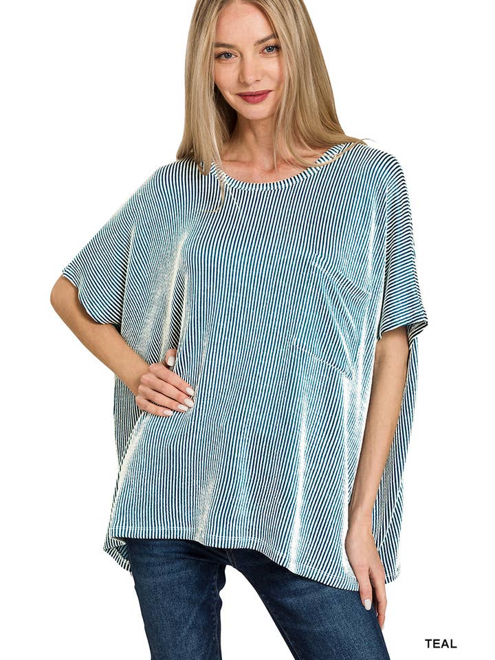 42POPS - Vente Haut en maille – femme - Haut à manches courtes surdimensionné en velours côtelé SI-2721221