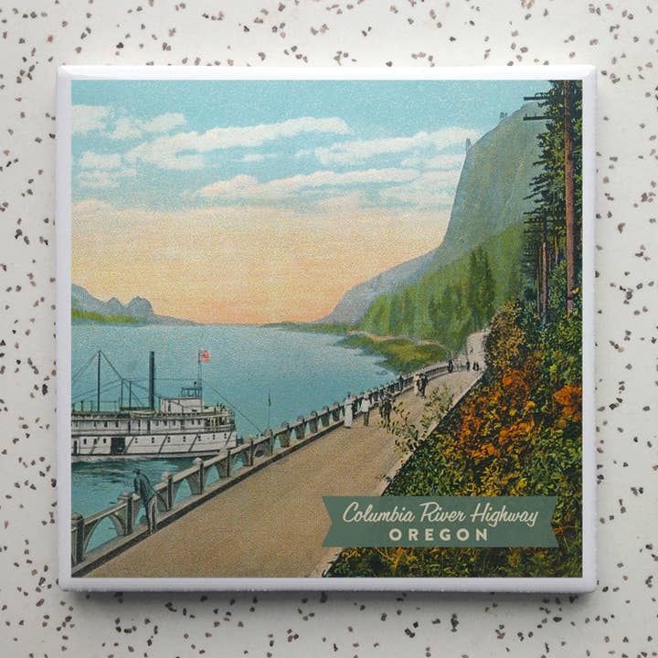 Vintage Columbia River Highway Tile Coaster for wholesale by Robot Candy