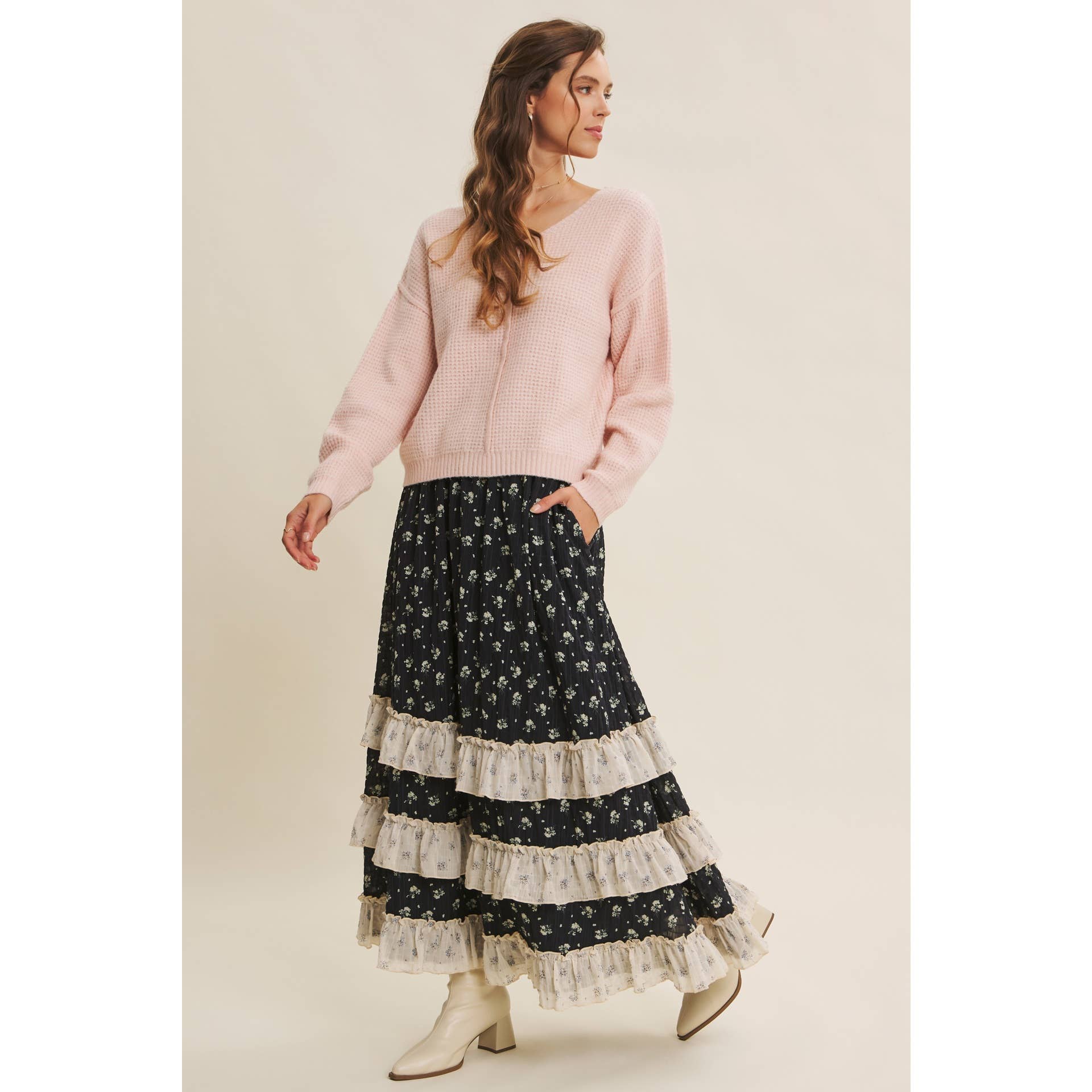 in february - Wholesale Knit Sweater - Women's - KIND TO PLANET WAFFLE SWEATER TOP WITH EXPOSED SEAM33