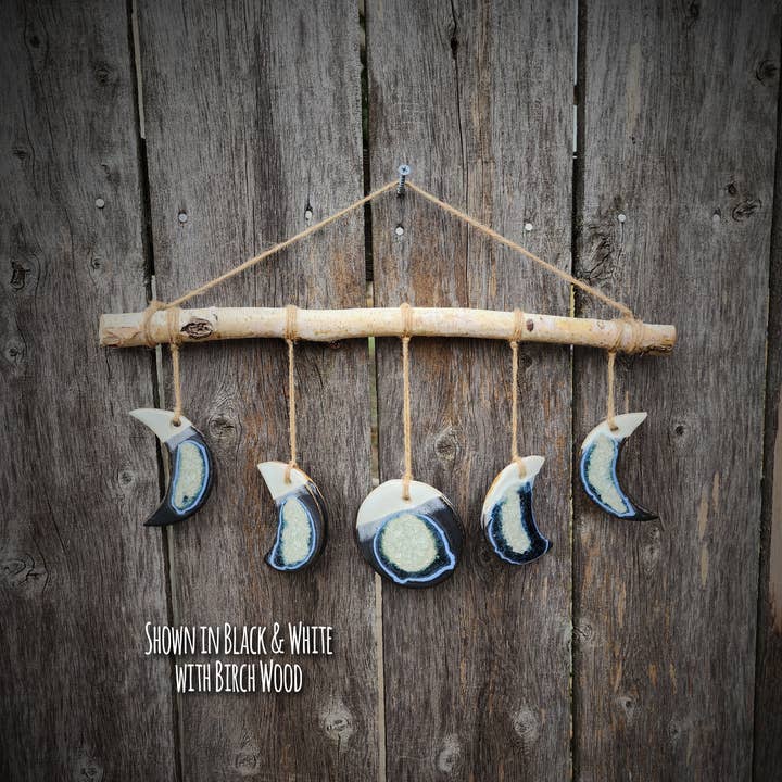Dock 6 Pottery - Wholesale Wall Accent - Moon Phase Wall Hanging, Handmade Birch Wood Boho Decor2