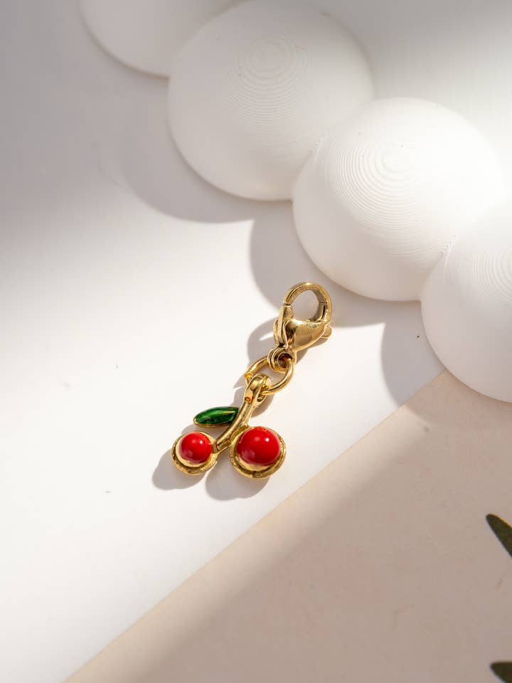 Red Cherry Charm Pendant – Stainless Steel for wholesale by COSMOS