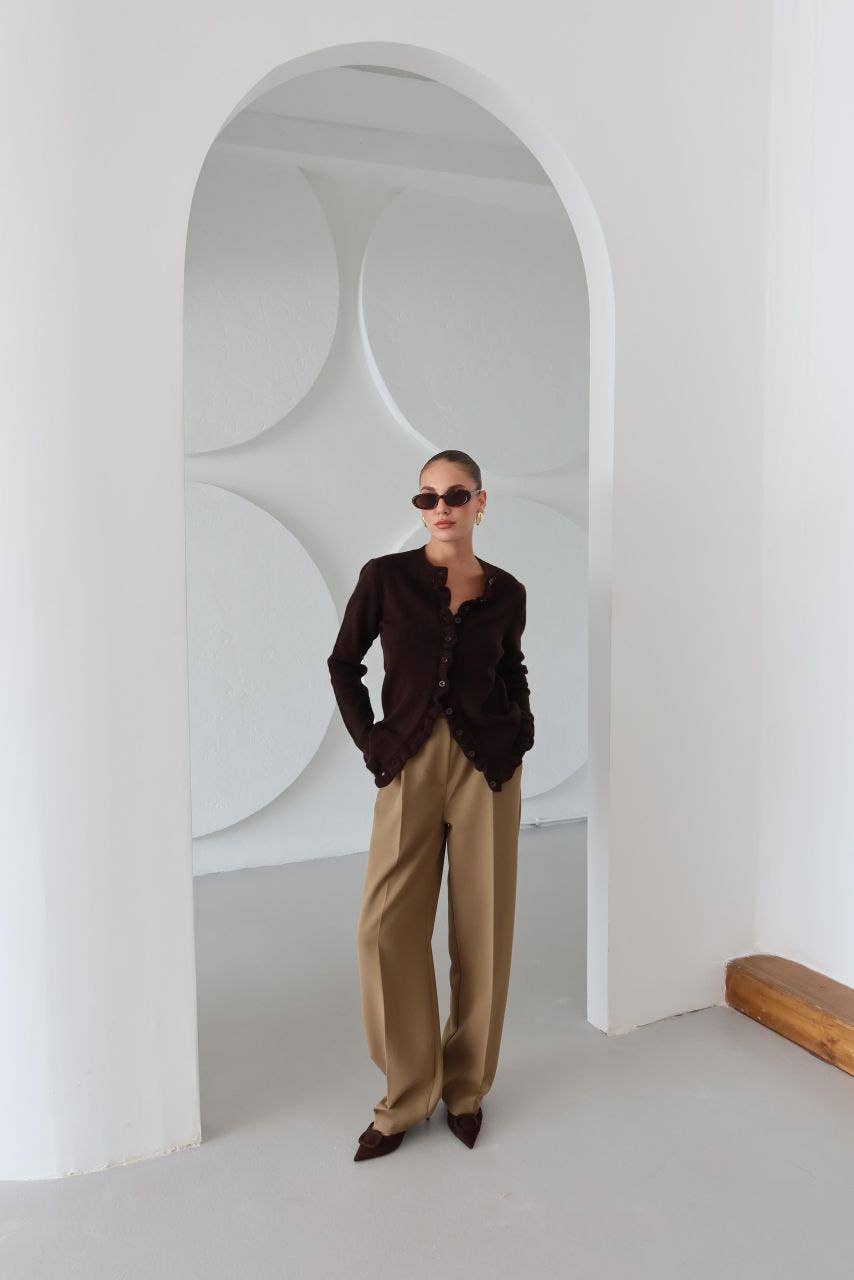 Design company-Fatma Balkir - Vendita all'ingrosso Cardigan - Donna - Cardigan a maglia con bottoni sul davanti senza volant - cardigan chic5