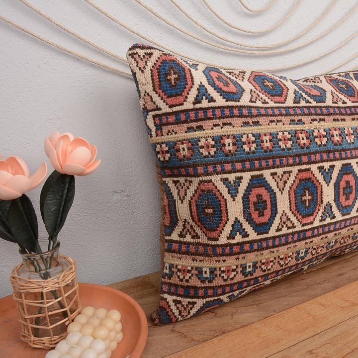 Cuscino Vintage Boho Kilim Turco 20x28 per Lombare per la vendita all'ingrosso da parte di Kilim Pillow Decors