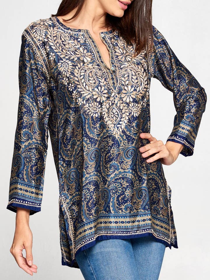 Embroidered Midnight Desert Tunic, India for wholesale by Culture Spot