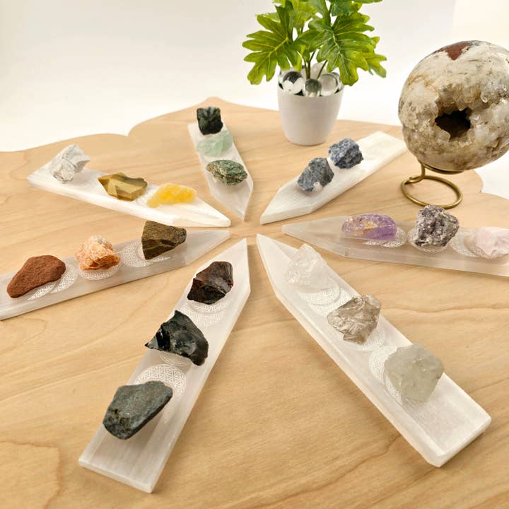 Rock Paradise - Wholesale Spiritual Stone/Crystal - Selenite Crystal Charging Plate with Flower of Life Design1