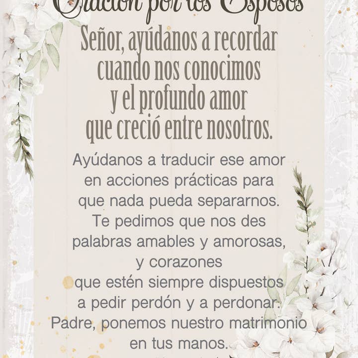 Dexsa - Wholesale Wall Sign - Oracion Por Los Esposos - Spanish - 4 X 6