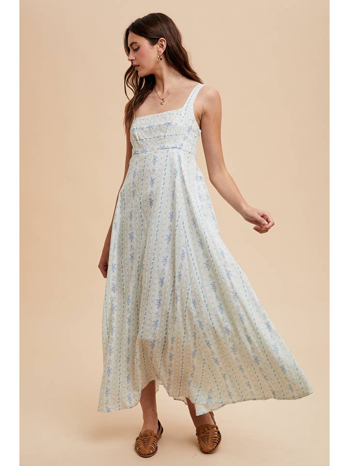 In Loom - Wholesale Dress - Women's - COTTON FLORAL SQUARE NECK MAXI