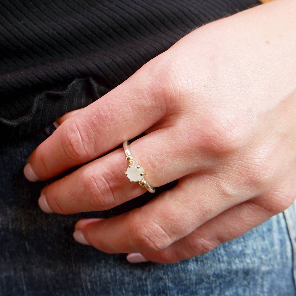 Jéh Jewels - Vente Anneau/bague à empiler - Bague en argent + 9 carats + Rainbow Moonstone2