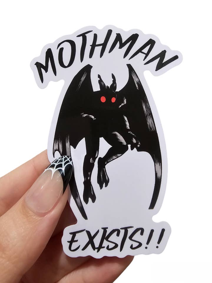 Adesivo in vinile Mothman Exists 3,5" per la vendita all'ingrosso da parte di Wild Wolf Halloween