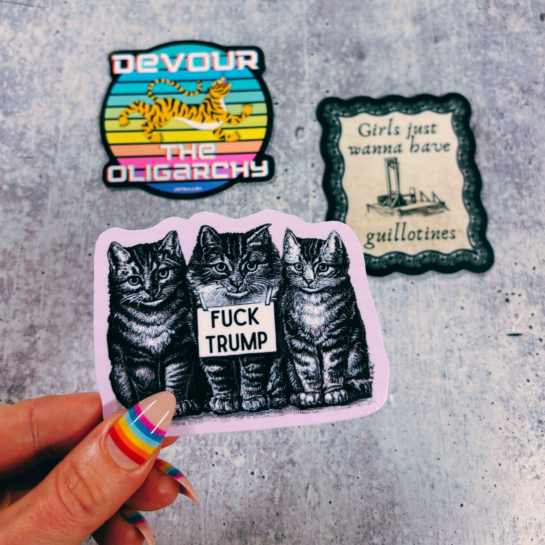 GetBullish - Wholesale Sticker - Fuck Trump Vintage Cats Sticker | Vinyl Die Cut Decal2