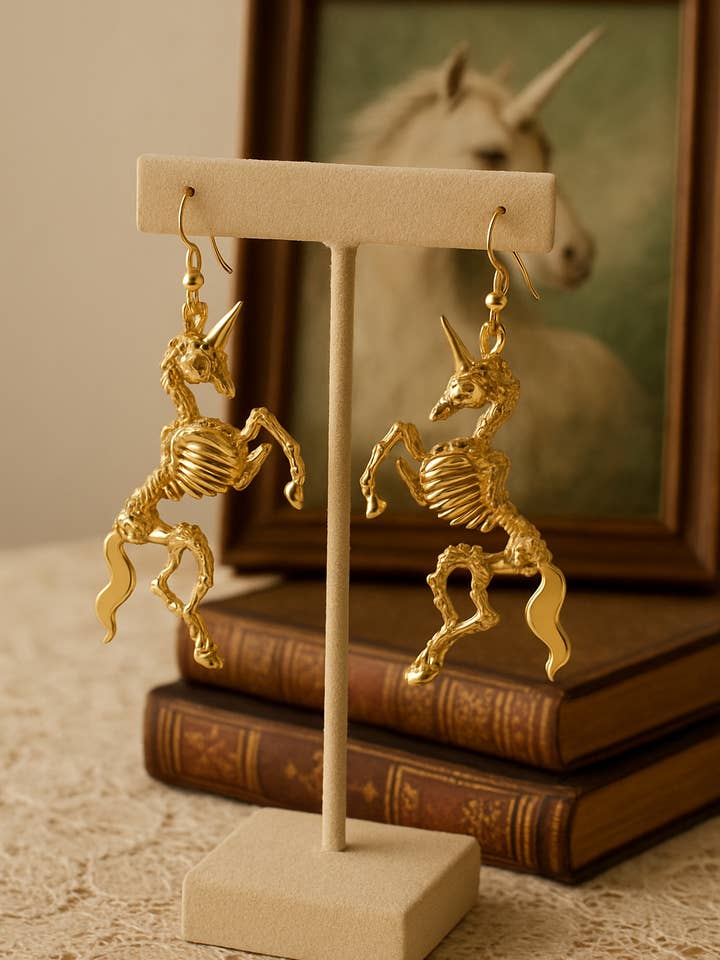 Einhorn-Skelett-Ohrringe für den Großhandel von Wild & Free