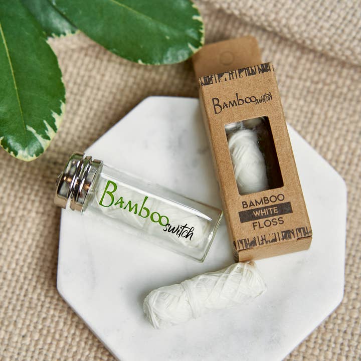 Bamboo Switch - Vendita all'ingrosso Filo interdentale - Filo interdentale di bambù bianco naturale | Vegano, biologico e compostabile0