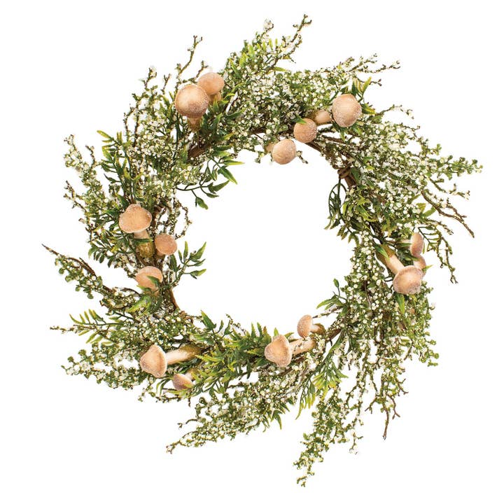 Corona de hongos que brotan de musgo, 24 pulgadas para venta al por mayor de CWI Gifts