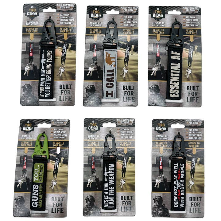 Novelty Closeout - Wholesale Keychain - Unisex - Tac Gear Molle Strap Key Chain Patriot Assortment- 6/Pack