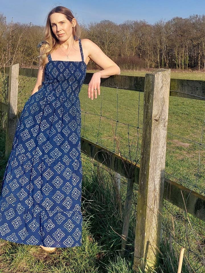 Organic Cotton Block Printed Maxi Sun Dress for wholesale by Jenerous