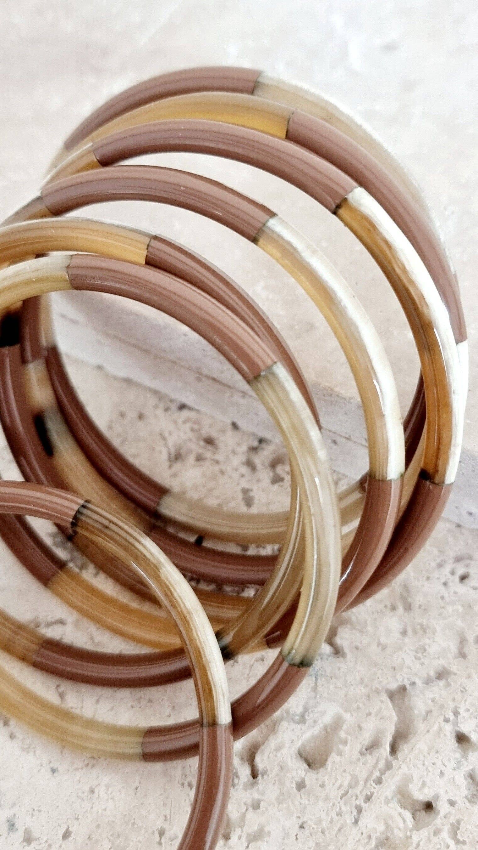 Le Coin Sauvage - Wholesale Bangle Bracelet - Horn Bangle Bracelet - 5 mm - Trio Brownie1