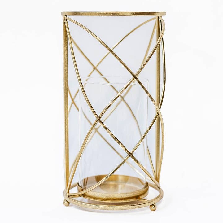 Gold Metal Candle Holder "Hurricane" for wholesale by Forpost Trade Inc