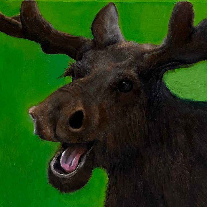 Young Bull Moose Paper Giclee from original oil painting for wholesale by Steve Weitz Art