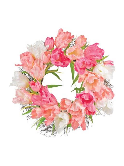 Tulip Wreath, 22", for wholesale by Select Artificials, Inc.