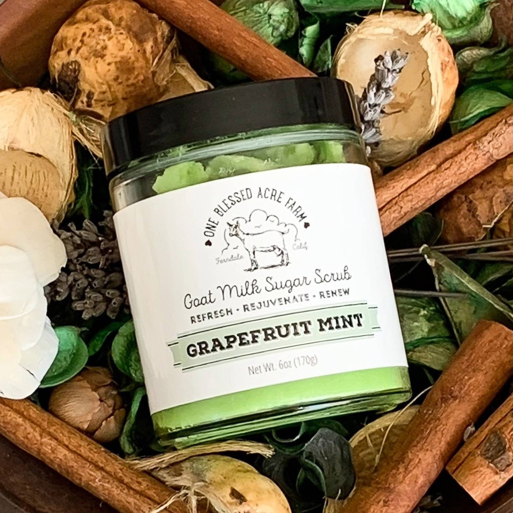 One Blessed Acre Farm - Vente Gommage/exfoliant pour le corps - Gommage au sucre et au lait de chèvre émulsionné à6