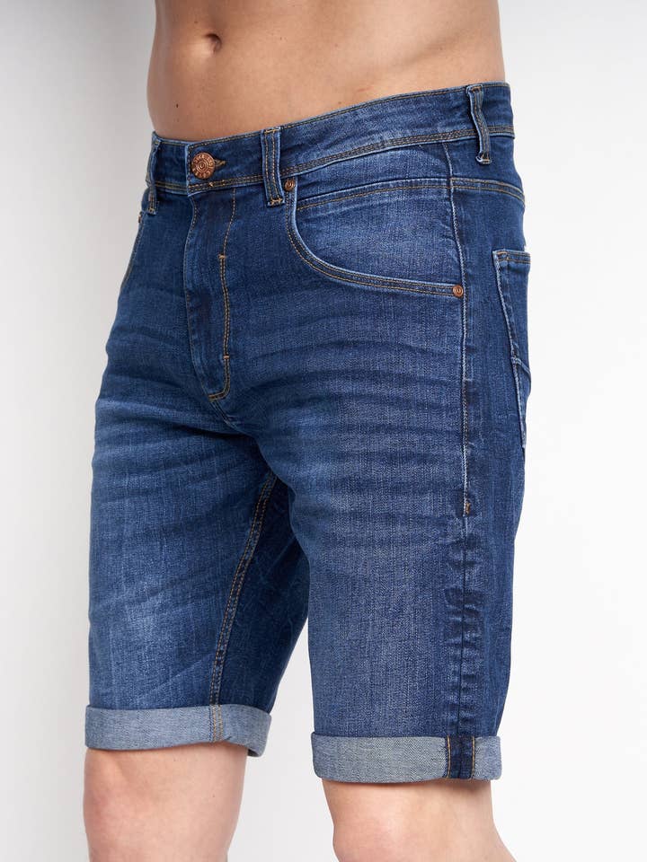 Mustone Denim Shorts Dark Wash for wholesale by Duck and Cover