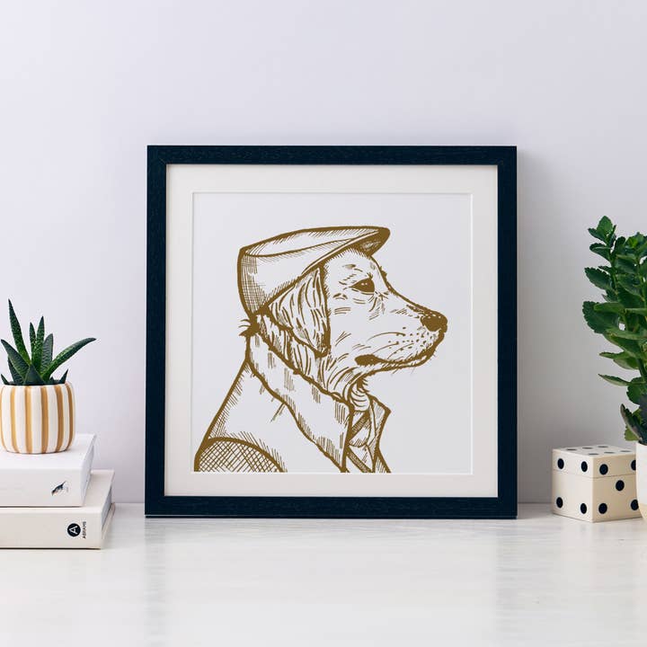 Ted Retriever Mini Art Print for wholesale by Wild Things