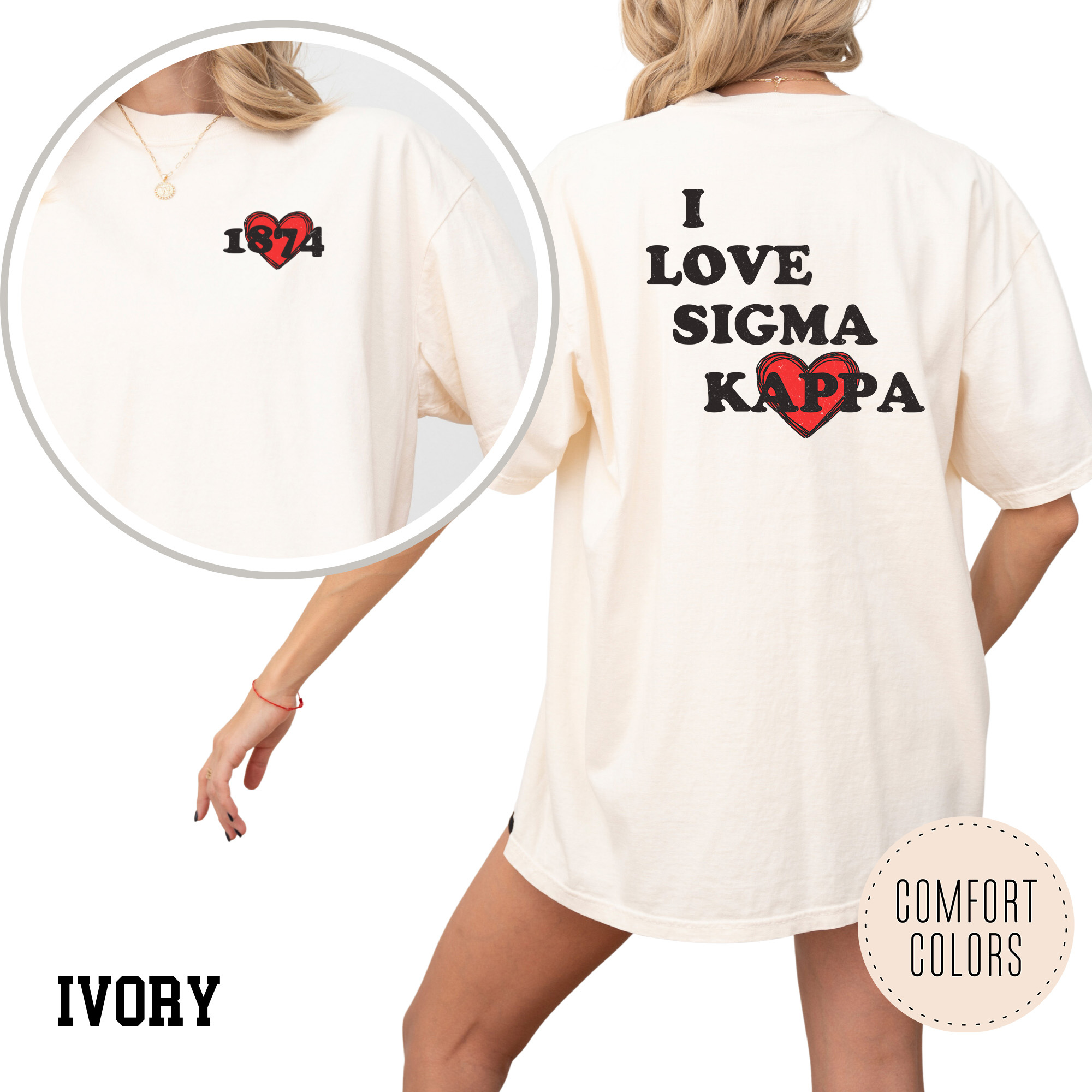 Kite and Crest - Wholesale Screen Printed T-Shirt - Women's - I Love Comfort Colors Sorority T-shirt22