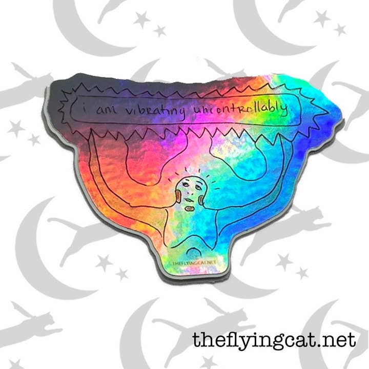 Adesivo olografico che vibra incontrollabilmente per la vendita all'ingrosso da parte di The Flying Cat