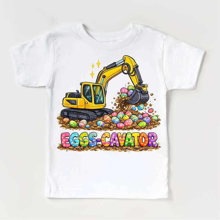 Eggs Cavator Excavator Easter Shirt - Kids Easter Egg Tee for wholesale by Madi Moosh