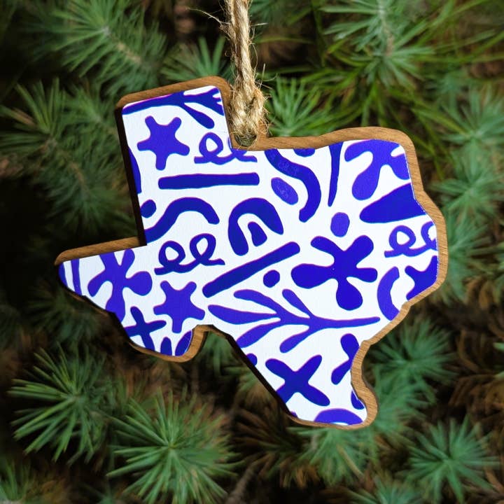 Texas Blue and White Christmas Ornament for wholesale by The Little Ornament Shop