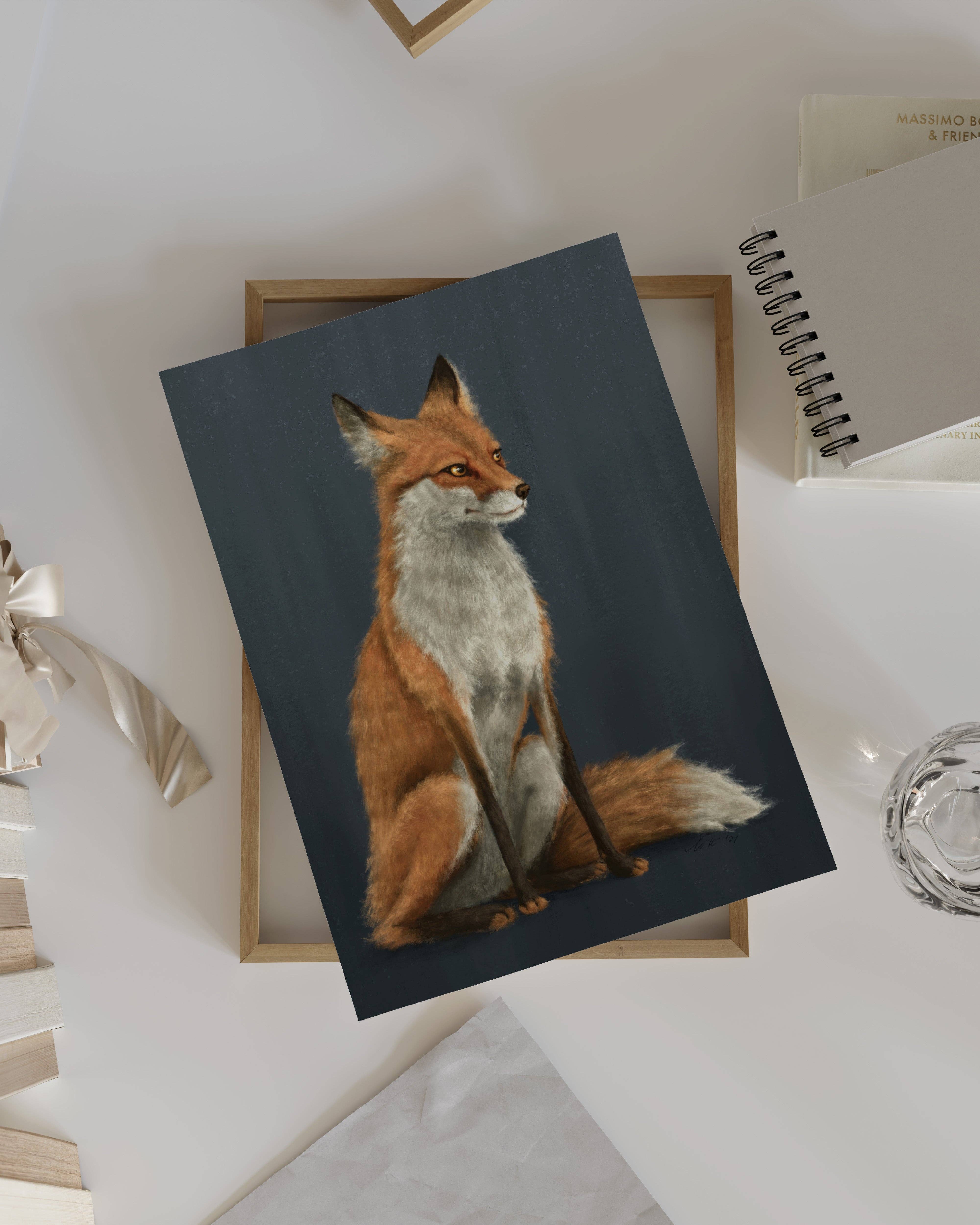 The Ugly Cat Studio - Wholesale Art Print - Red Fox Fine Art Print - Blue Edition26
