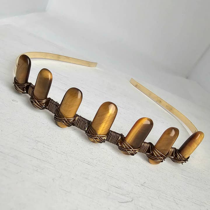 Gemstone Tiara / Crown - Tiger's-Eye for wholesale by Divine Dragon Designs