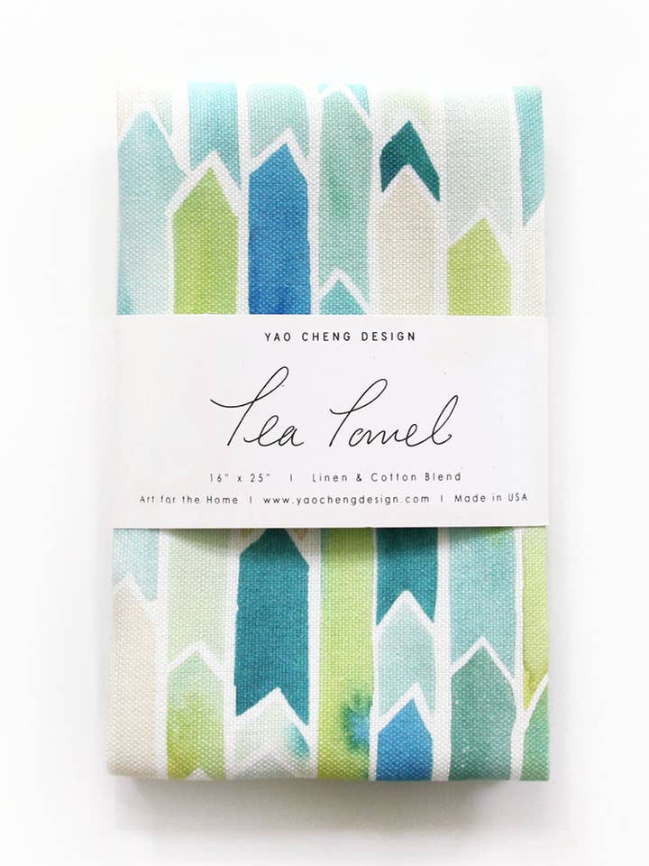 Turquoise Shift Tea Towel for wholesale by Yao Cheng Design
